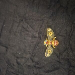 Gold and Red Bee Brooch